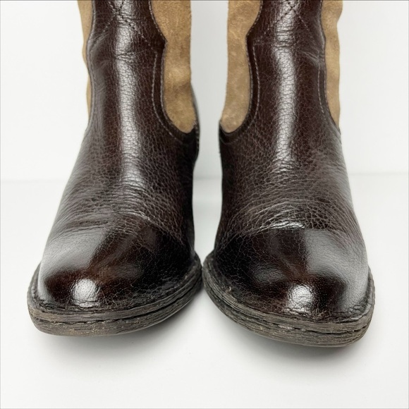 Born Sonoma Brown and Tan leather Heeled cowboy Boots - Picture 2 of 12